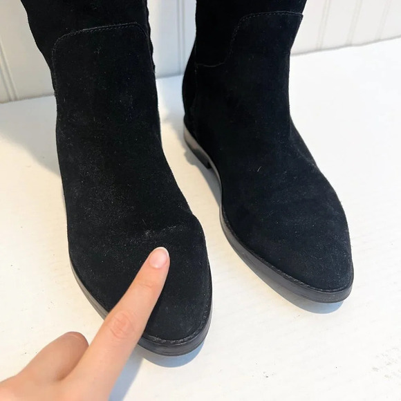 ASH Jess Black Suede Knee-High Tall Classic Designer Low Heel Boots 37 - Picture 4 of 9